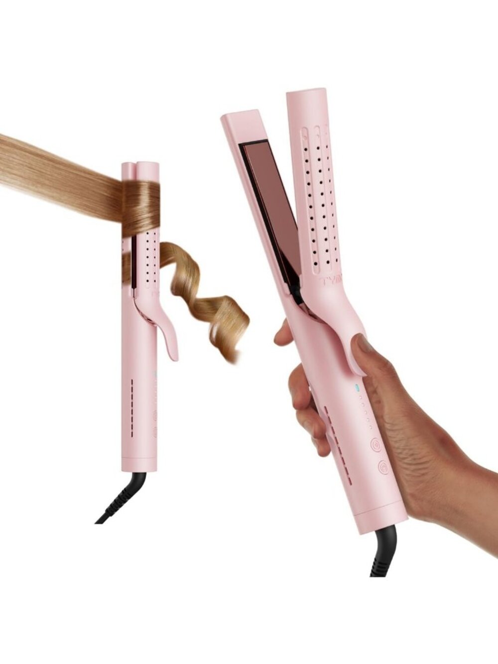 2-in-1 Curling Iron & Flat Iron - Hair Straightener & Curler with Airflow
